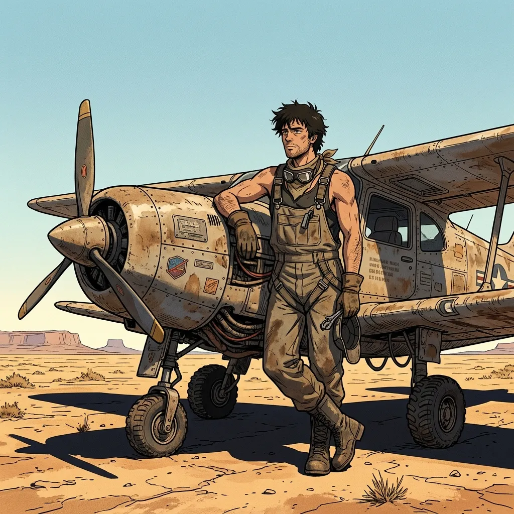 A pilot beside a desert aircraft