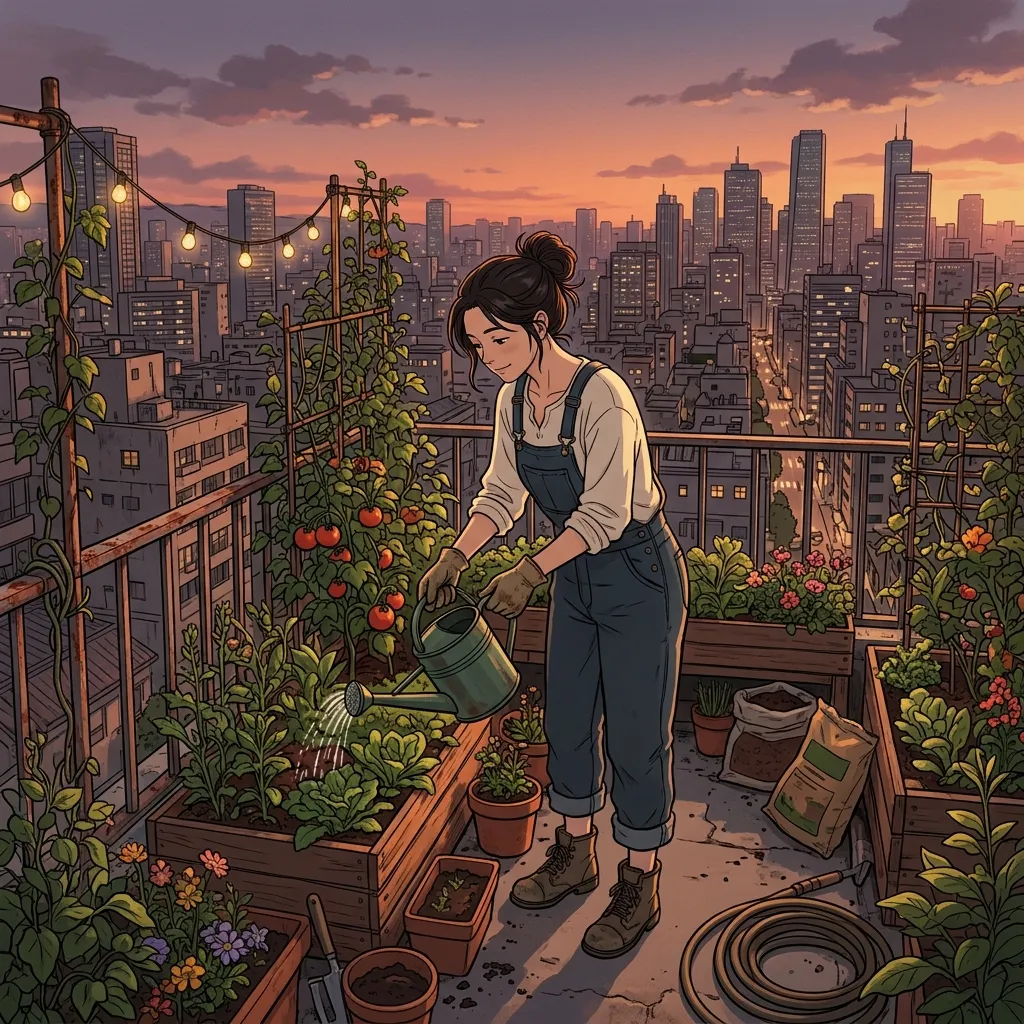 A gardener above the city