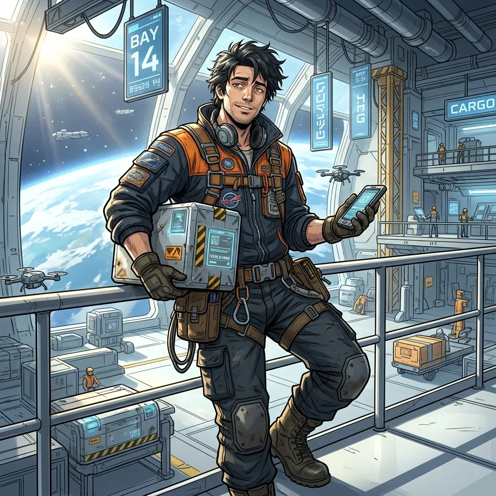 A courier at a space station