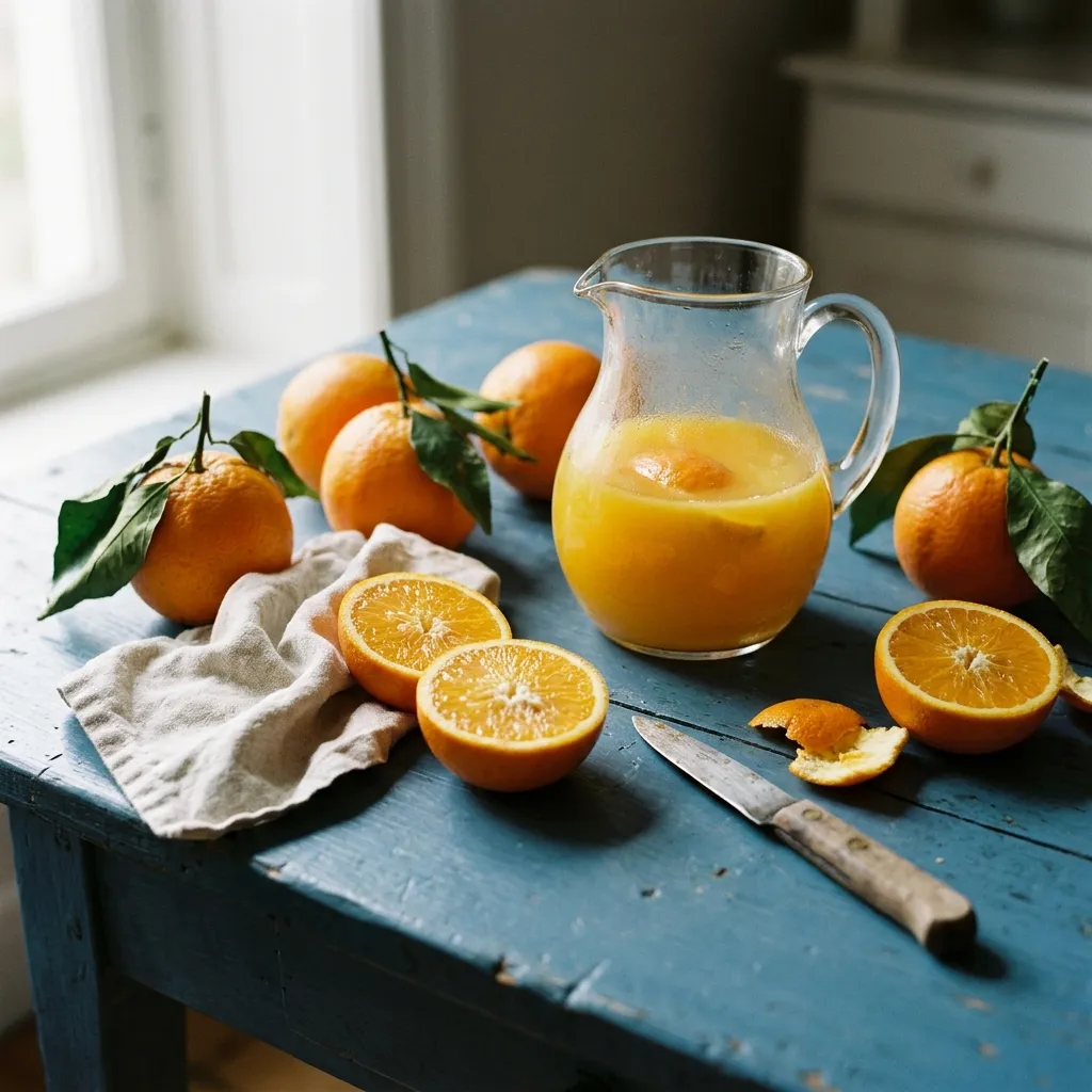 Citrus fruit on a blue table
